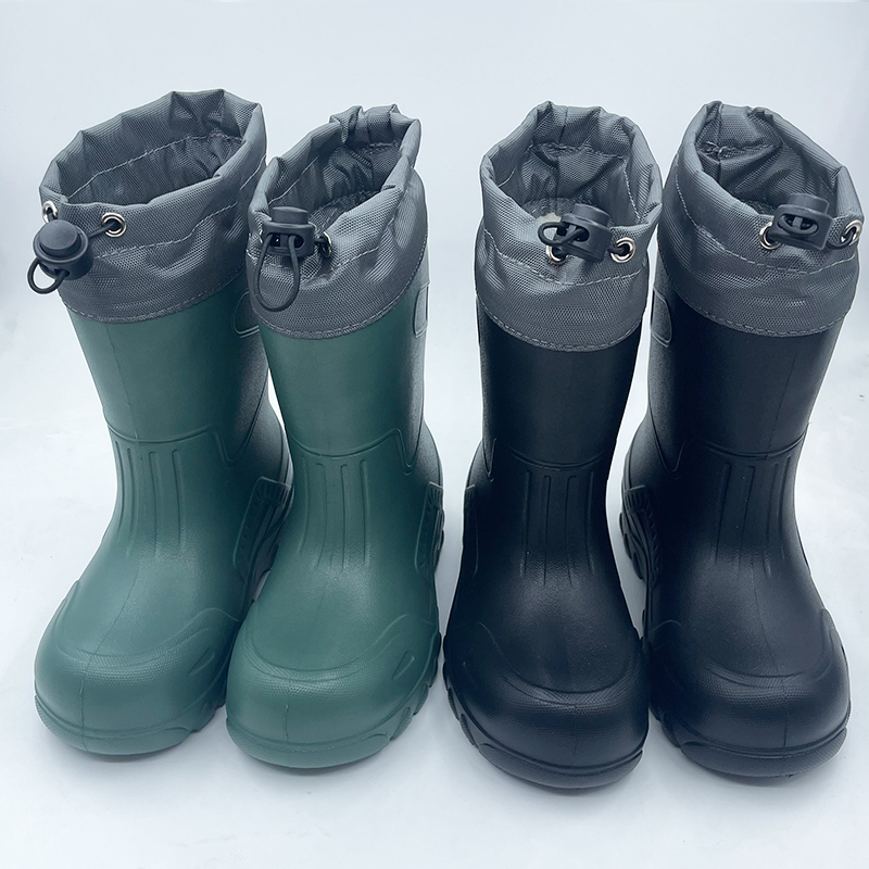 Kids Fur Lined Lightweight EVA Wellington Boots with Adjustable Collar