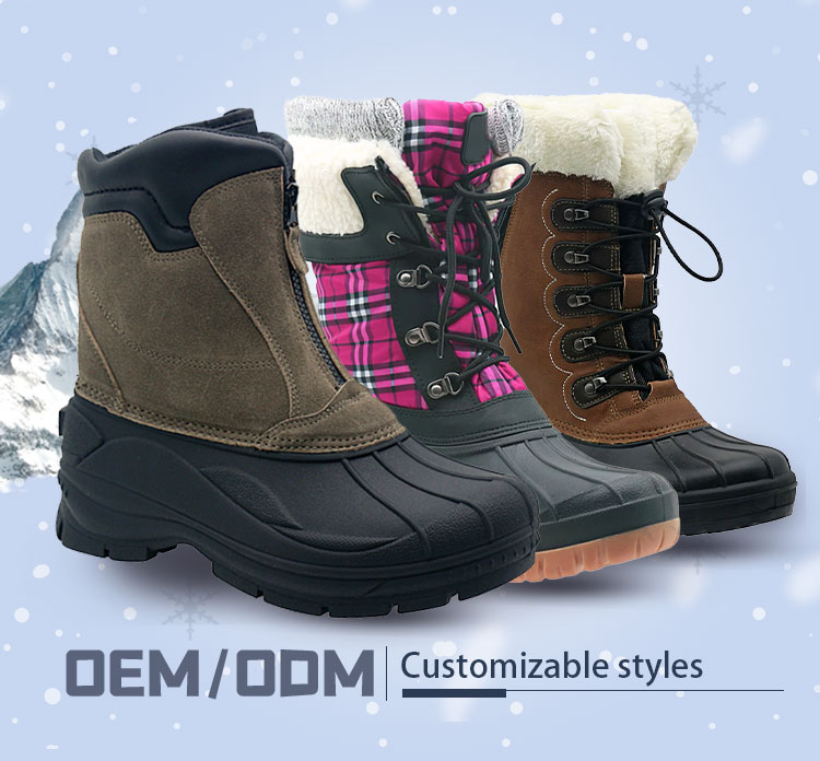 Warm mid calf Outdoor waterproof snow boots for men