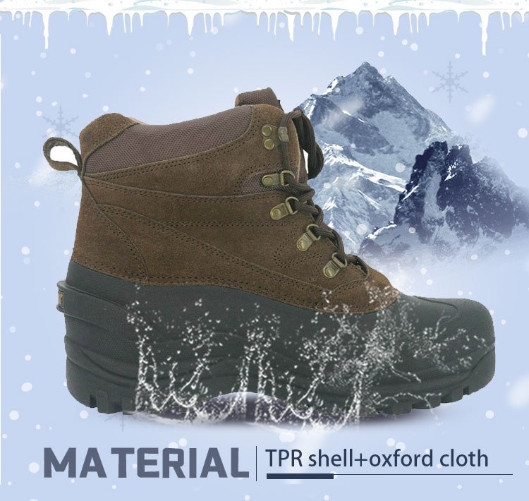TPR shell leather lace-up snow boots for men whlesale