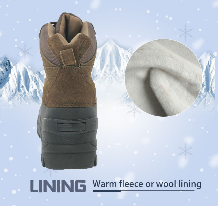 TPR shell leather lace-up snow boots for men whlesale