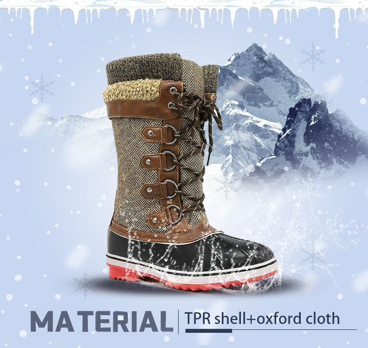 Womens Mid Calf Lace UP Warm Winter Boots