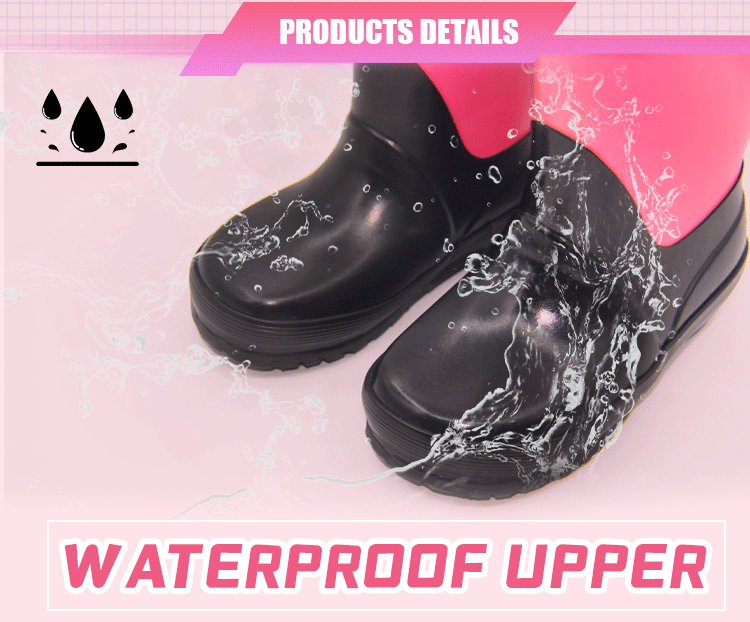 Two tone rubber patchwork upper children's rain boots