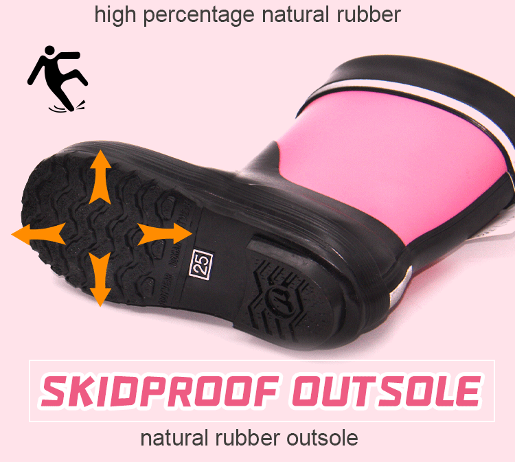 Two tone rubber patchwork upper children's rain boots