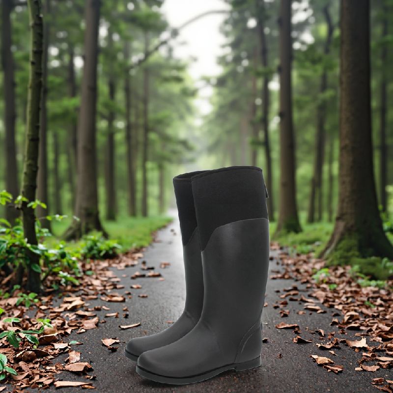 High Tube Neoprene Lined Waterproof Rubber Rain Boots for Women