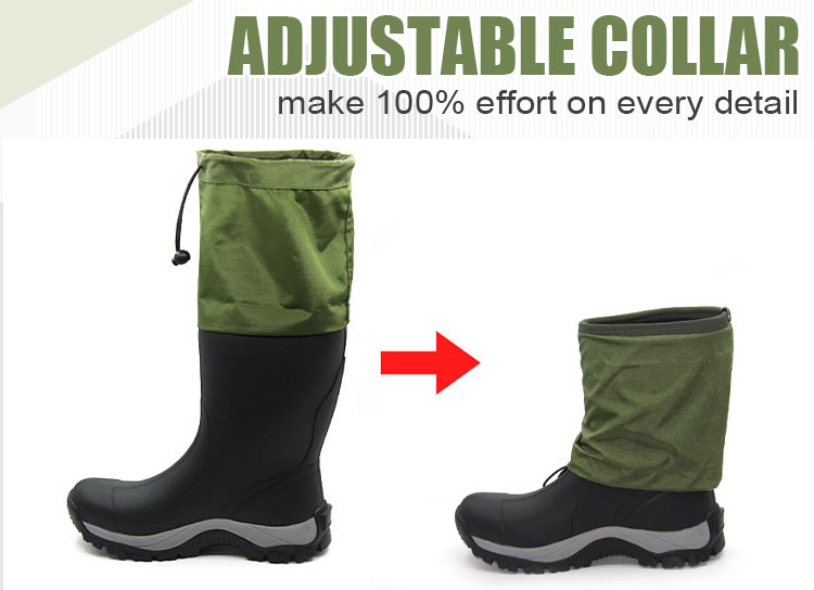 Adjustable height chunky sole vulcanized rubber boots for men