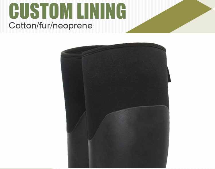 High Tube Neoprene Lined Waterproof Rubber Rain Boots for Women