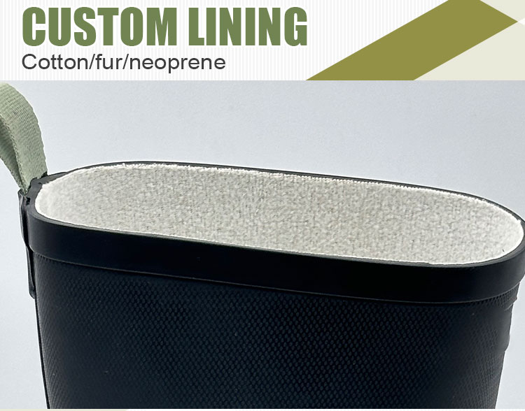 Lined mid calf rubber rain boots for women