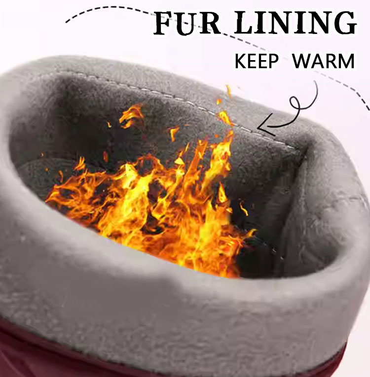 Venta al por mayor elegante impermeable antideslizante botas de nieve de piel de las mujeres