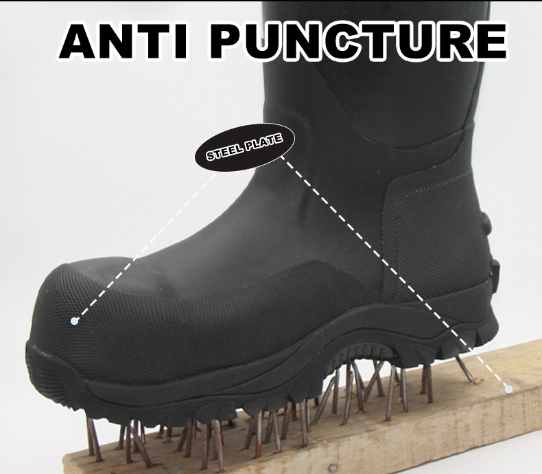 Venta al por mayor Custom impermeable neopreno caliente anti punción Gumboots de seguridad