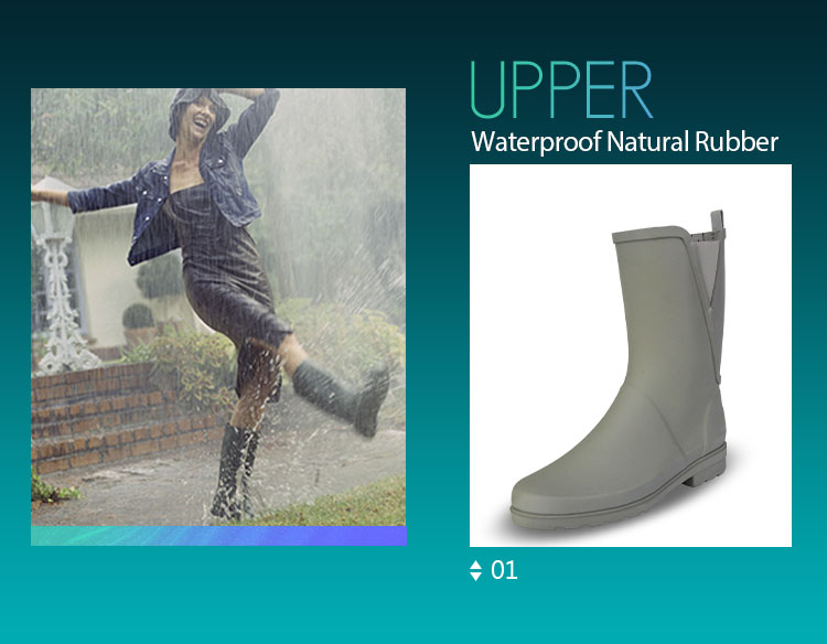 Stivali da pioggia in gomma di vitello di colore solido B2B donna