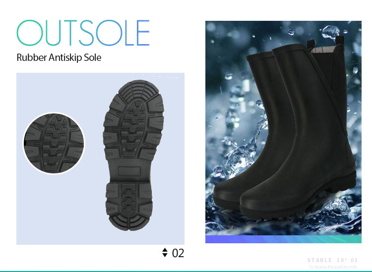 Stivali da pioggia in gomma di vitello di colore solido B2B donna