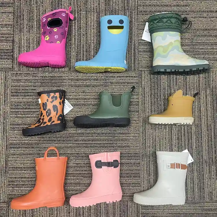 Children gusset rubber gumboots for kids size 21-35