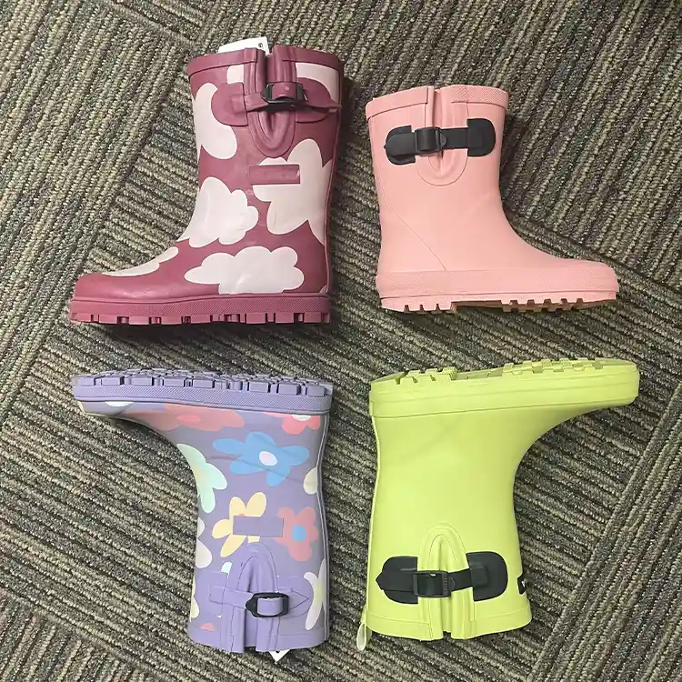 Children gusset rubber gumboots for kids size 21-35