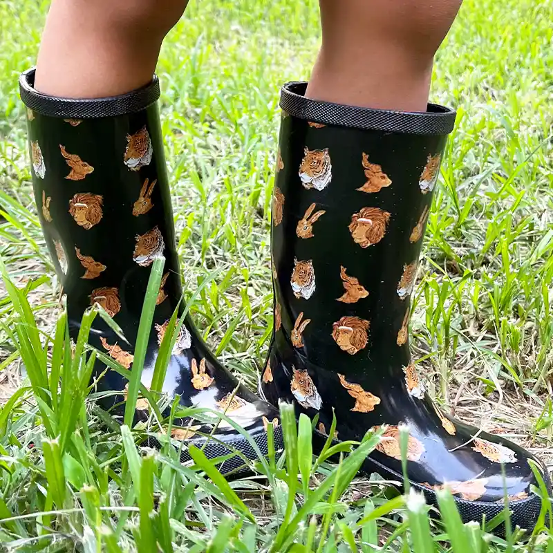 Chinese Fad Print Waterproof Children Wellies