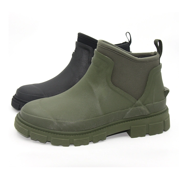 Neoprene lined ankle high Chelsea rain boots