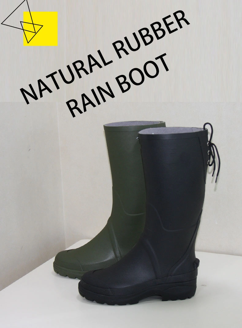 Wide calf lace up rain boots for women