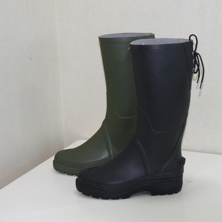 Wide calf lace up rain boots for women