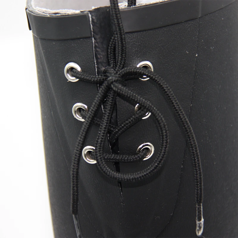 Wide calf lace up rain boots for women