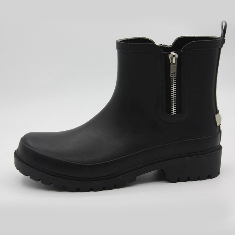 Ladies rubber ankle wellington boots with zips