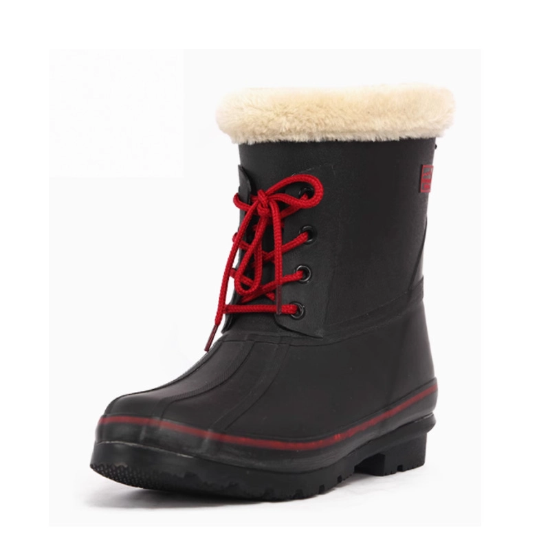 Ladies TPR sole fur lining rubber snow boots