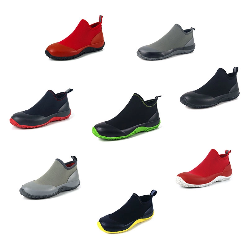 Short rubber neoprene slip-on garden shoes for men