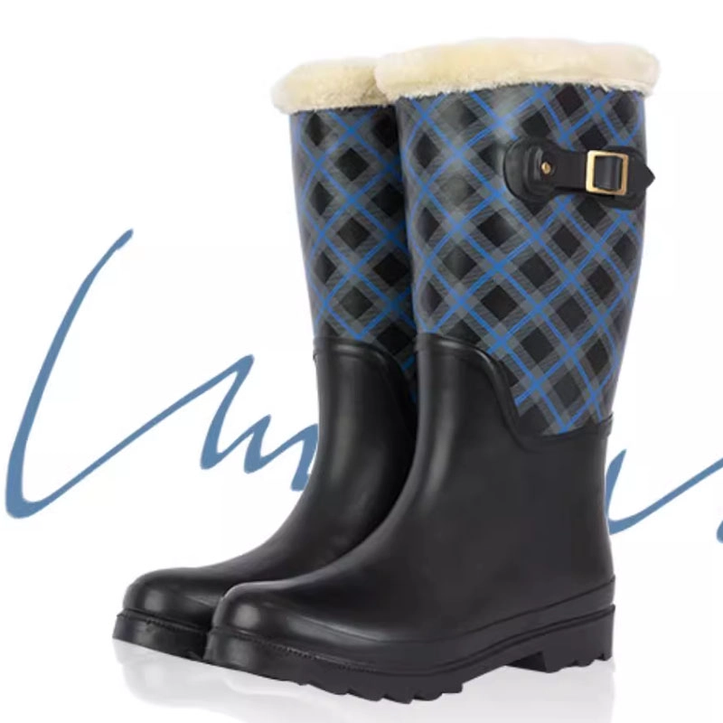 Fur lined winter rubberboots for women