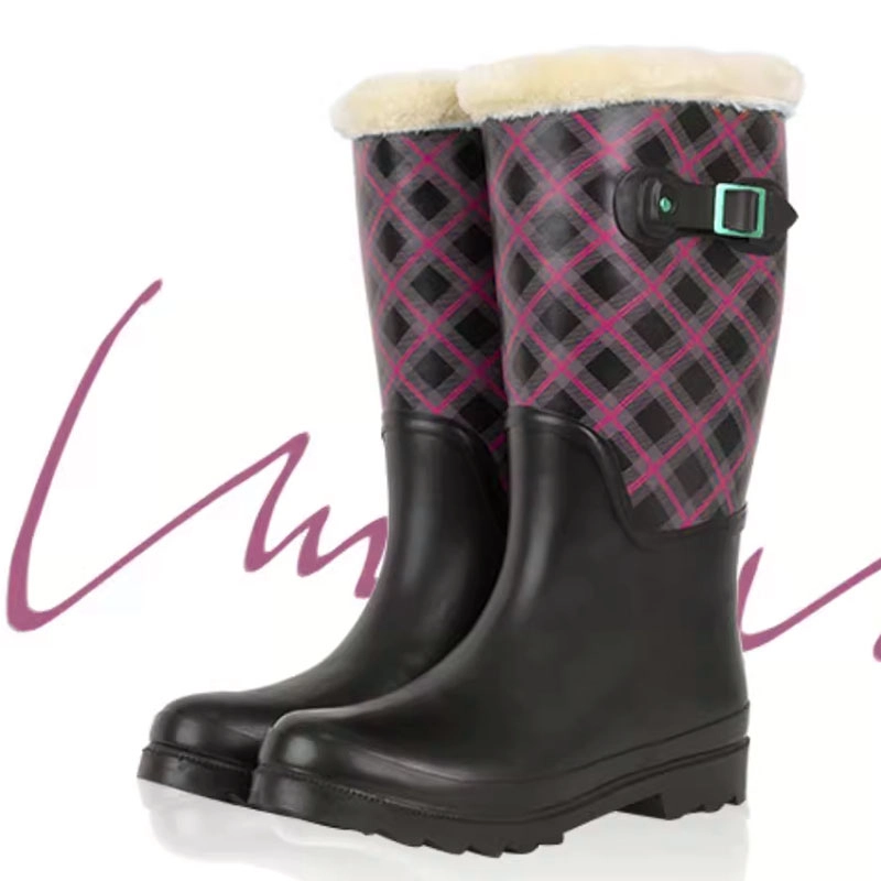 Fur lined winter rubberboots for women