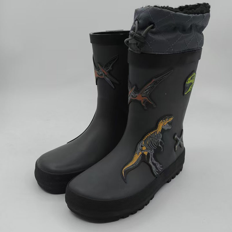 Customized 3D dinosaur patch toddler wellington boots