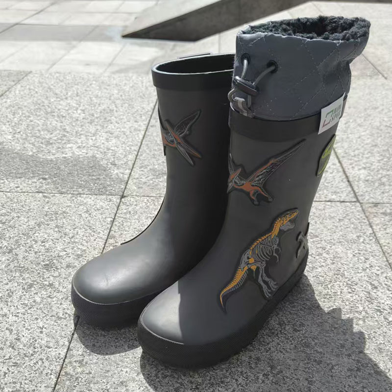 Customized 3D dinosaur patch toddler wellington boots