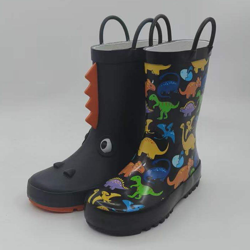 Natural rubber dinosaur printing wellingtong boots children