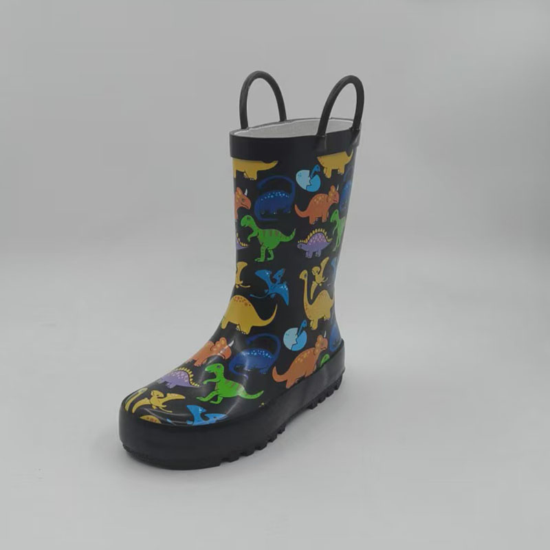 Natural rubber dinosaur printing wellingtong boots children
