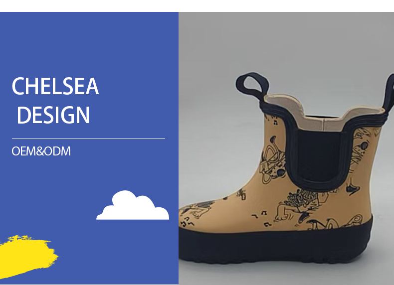 Customized LOGO cute ladybug print kids Chelsea rubber boots