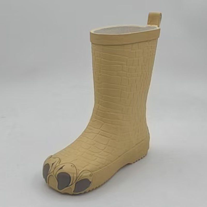 Yellow paw natural rubber toddler/kids rain boots