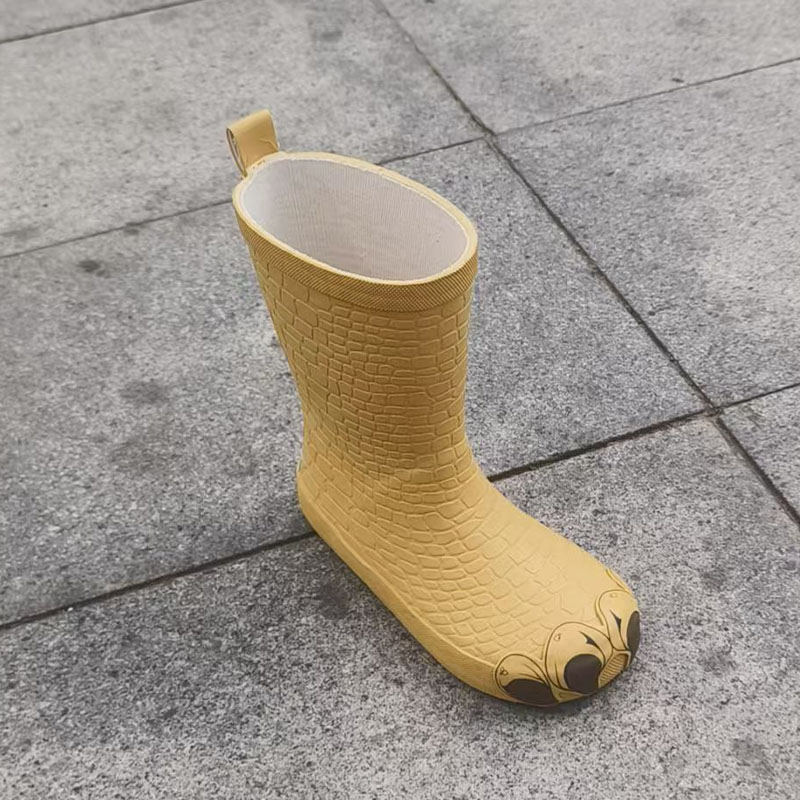 Yellow paw natural rubber toddler/kids rain boots