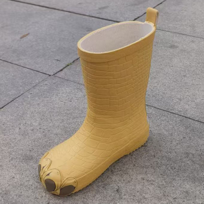 Yellow paw natural rubber toddler/kids rain boots