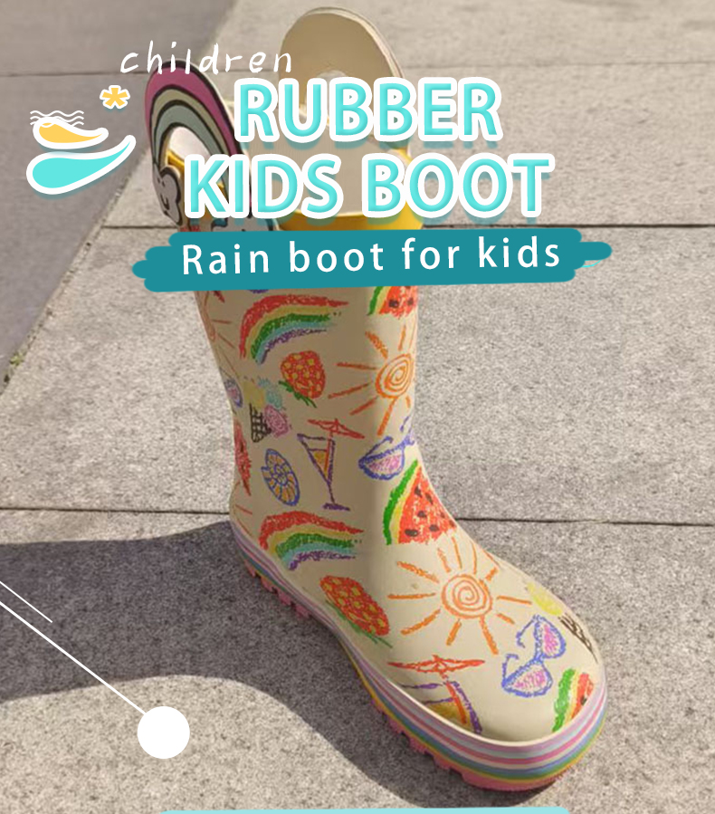 Toddler rainbow print rubber rain boots wholesale