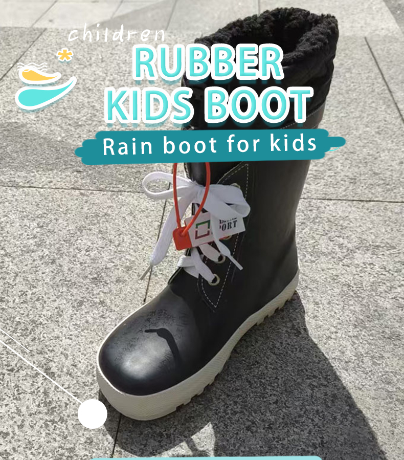 OEM lace up children rubber wellies rain boots