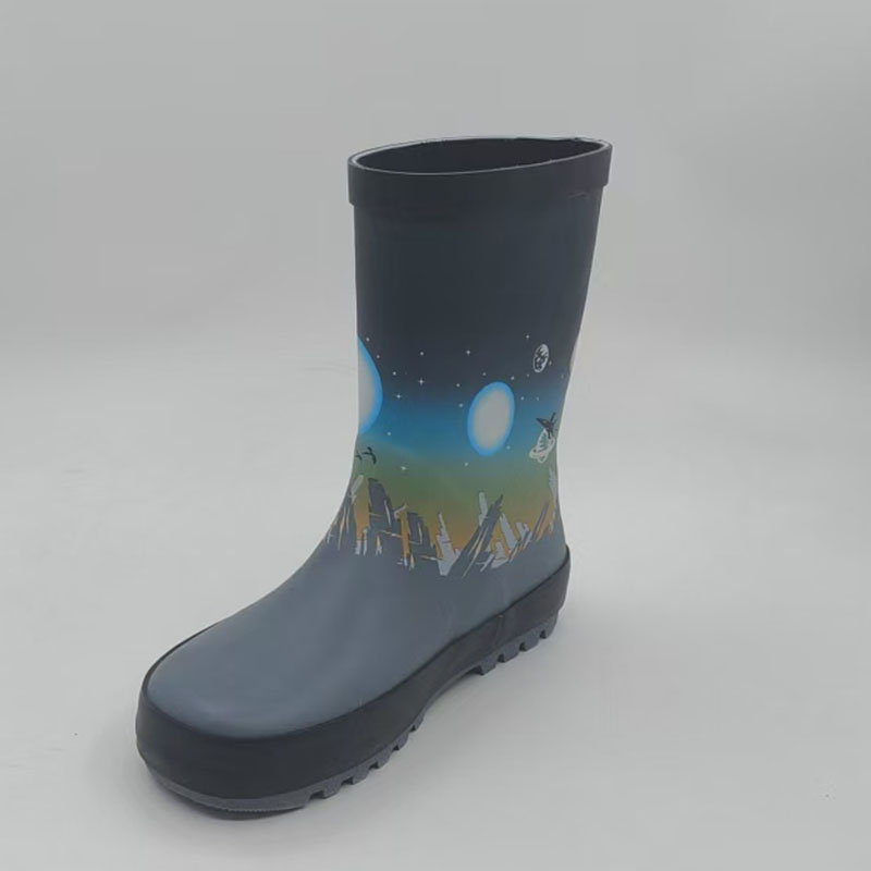 Natural rubber kids animal print rain boots