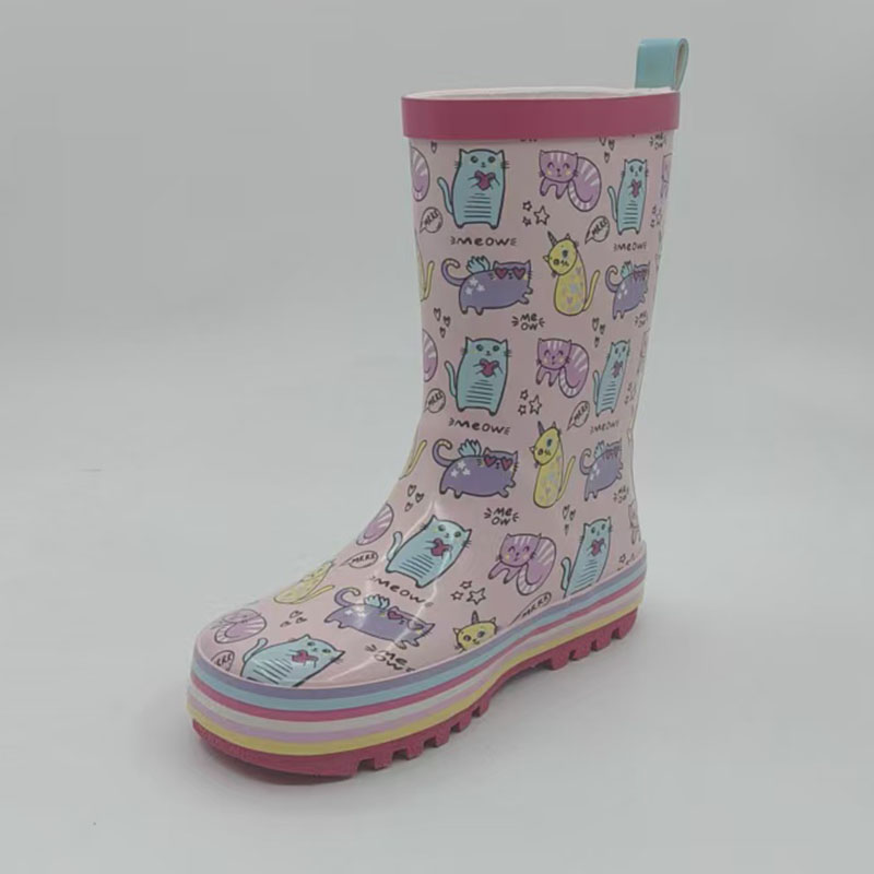 Natural rubber kids animal print rain boots
