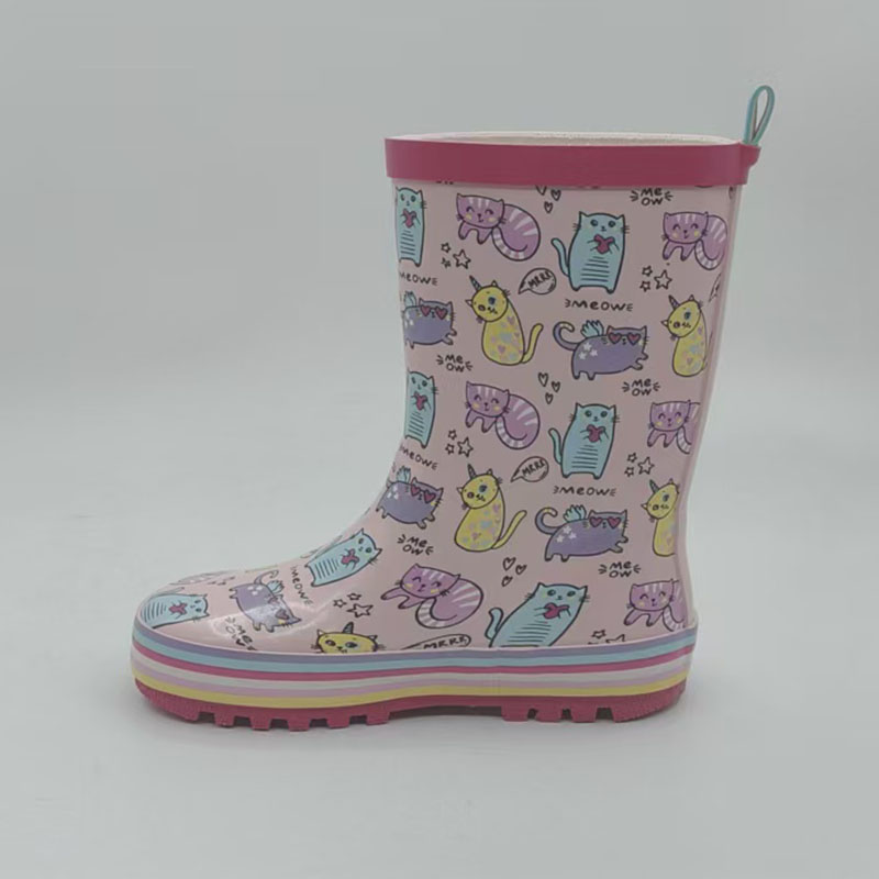 Natural rubber kids animal print rain boots