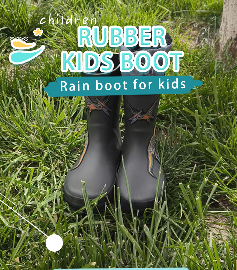Customized 3D dinosaur patch toddler wellington boots