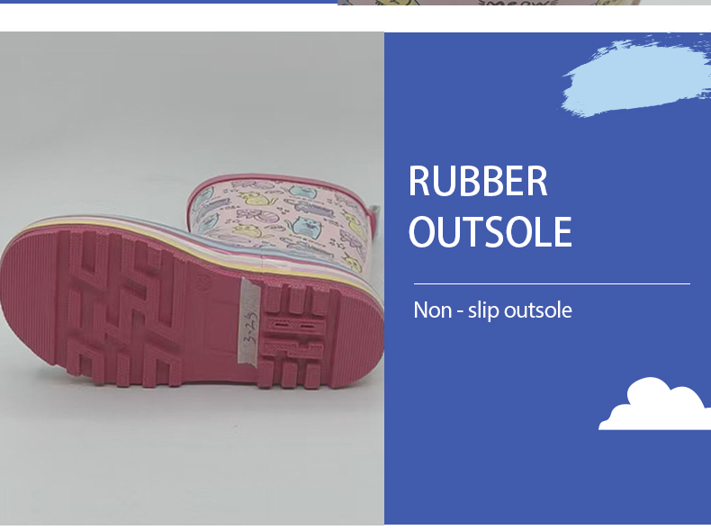Natural rubber kids animal print rain boots