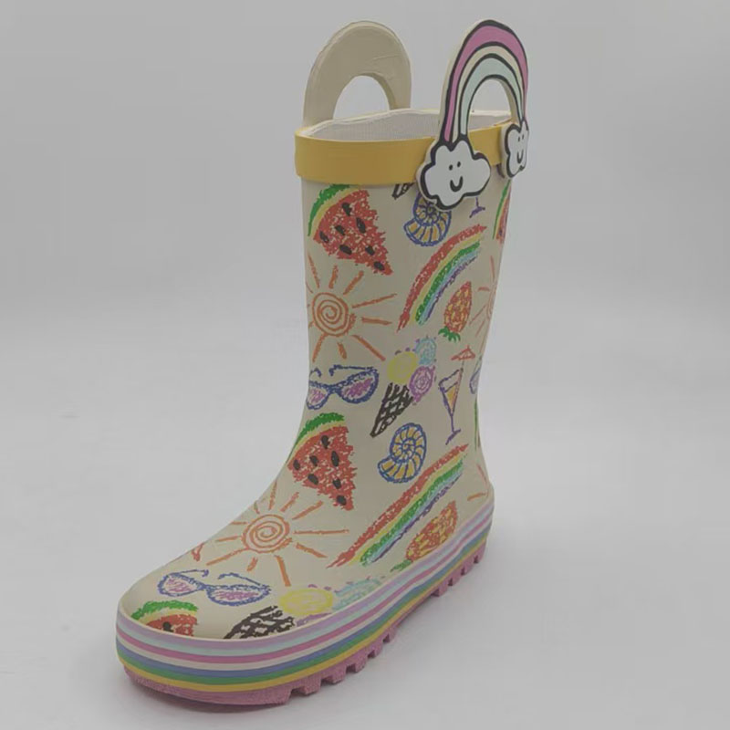 Toddler rainbow print rubber rain boots wholesale