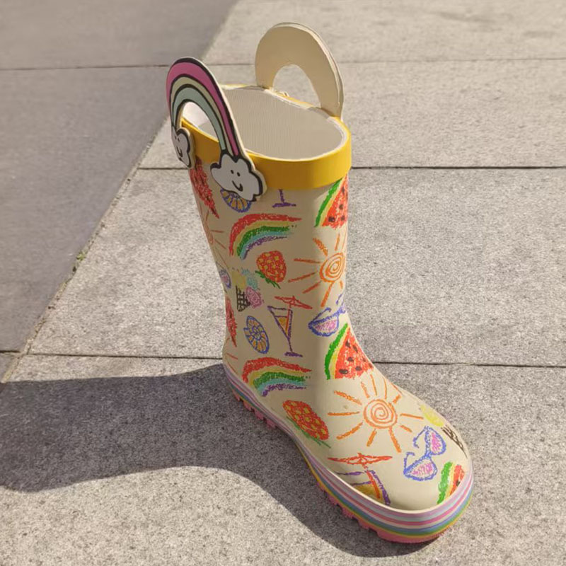 Toddler rainbow print rubber rain boots wholesale