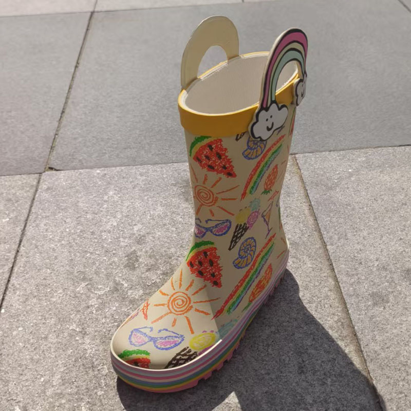Toddler rainbow print rubber rain boots wholesale