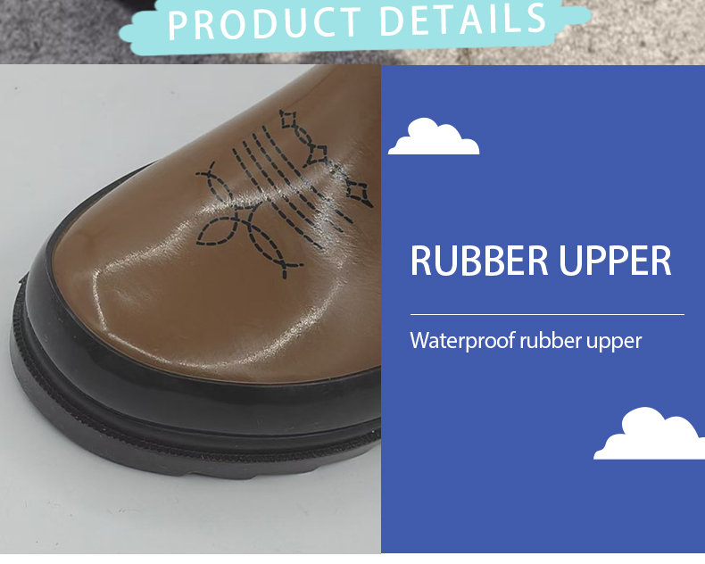 Kids western waterproof rubber rain boots for children