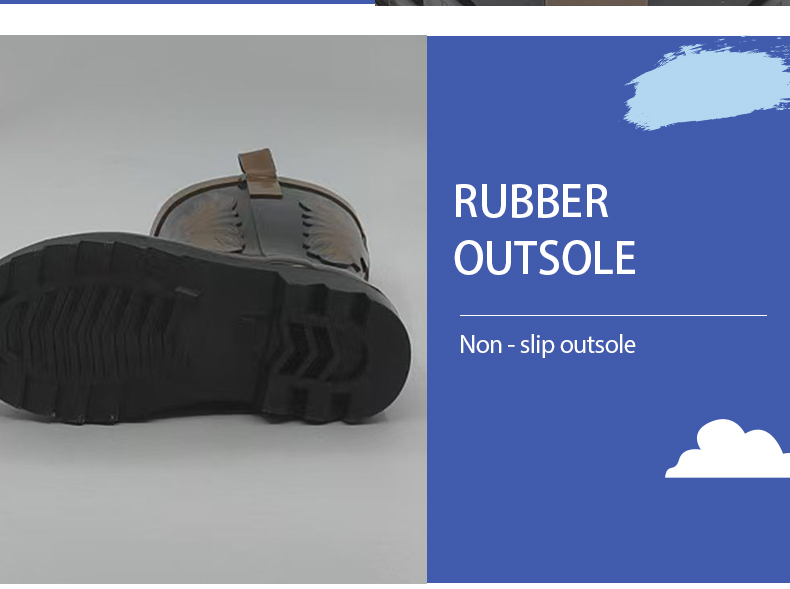 Kids western waterproof rubber rain boots for children