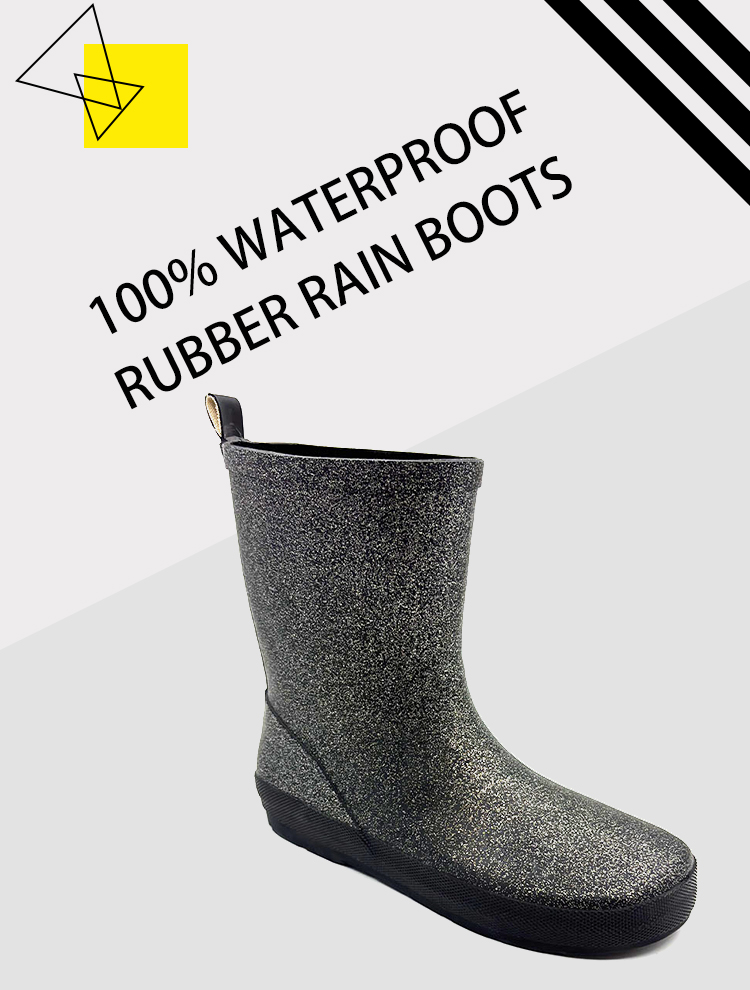 Glitter rubber rainboots for women kids