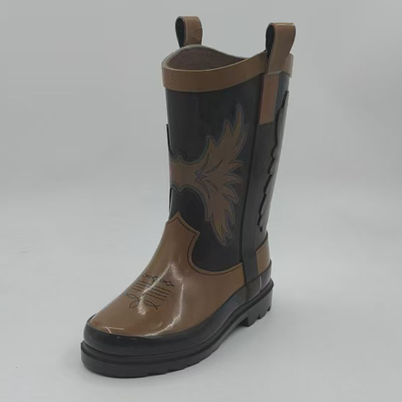 Kids western waterproof rubber rain boots for children