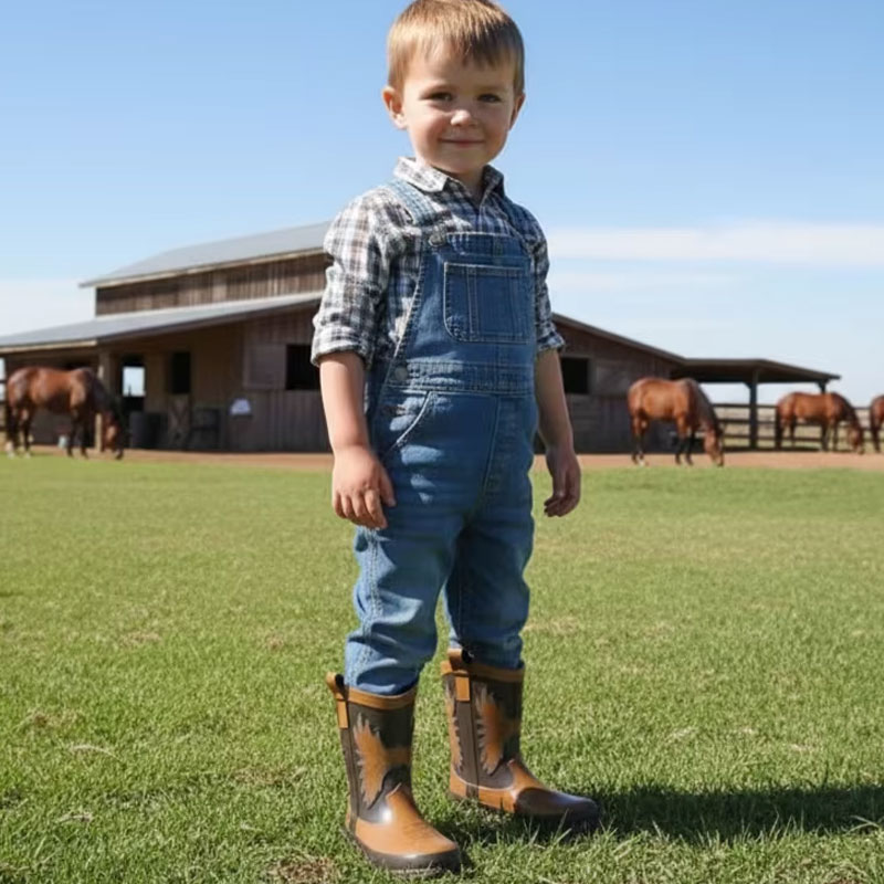 子供のための西部防水ゴム雨靴